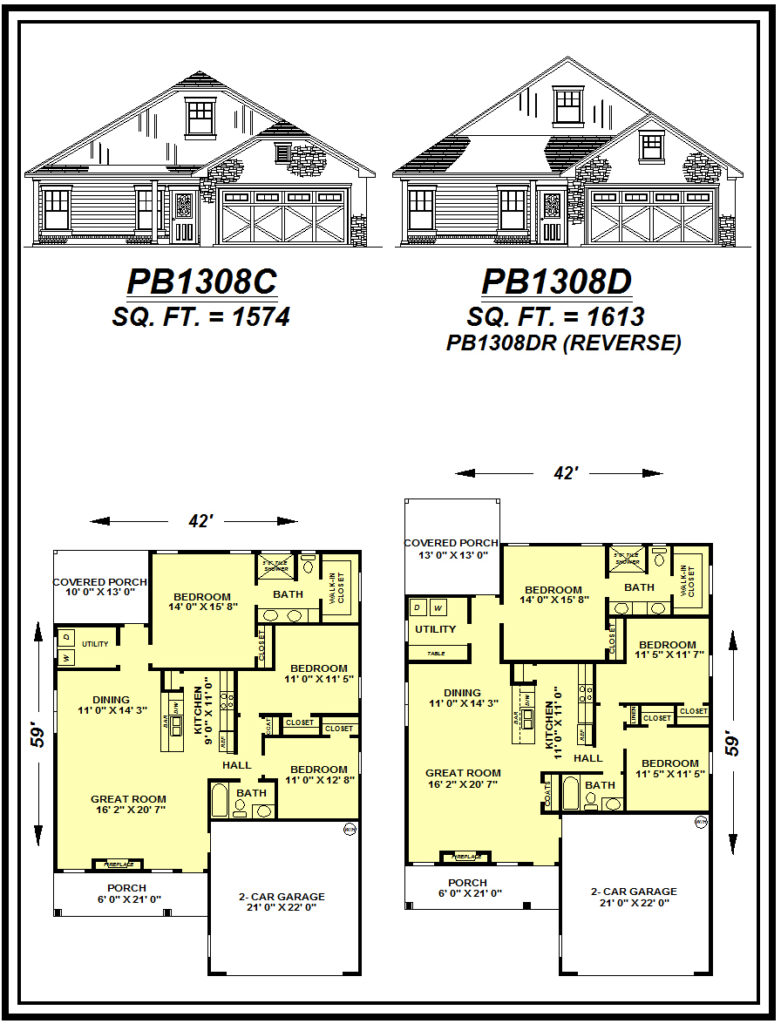 picture of house plan #PB1308C and #PB1308D